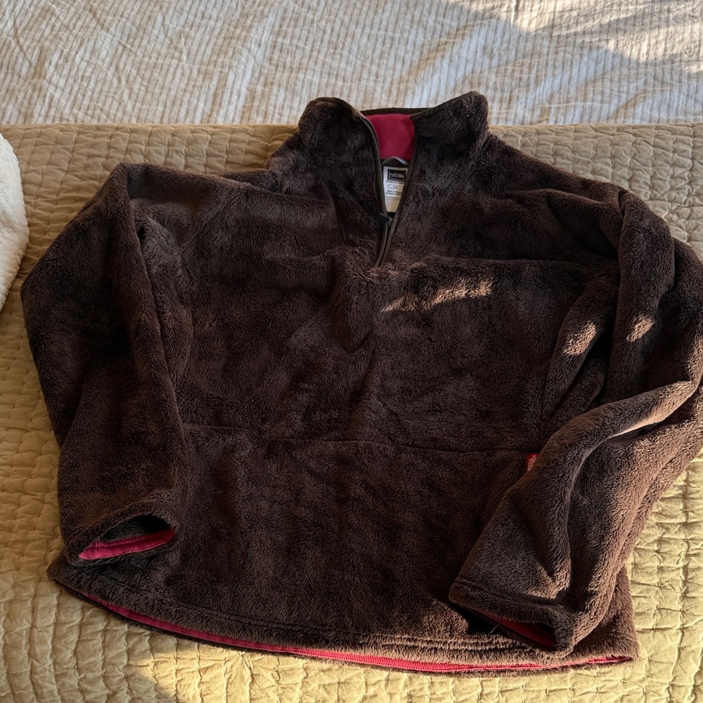 North Face Brown Fleece Pullover with Pink Lining